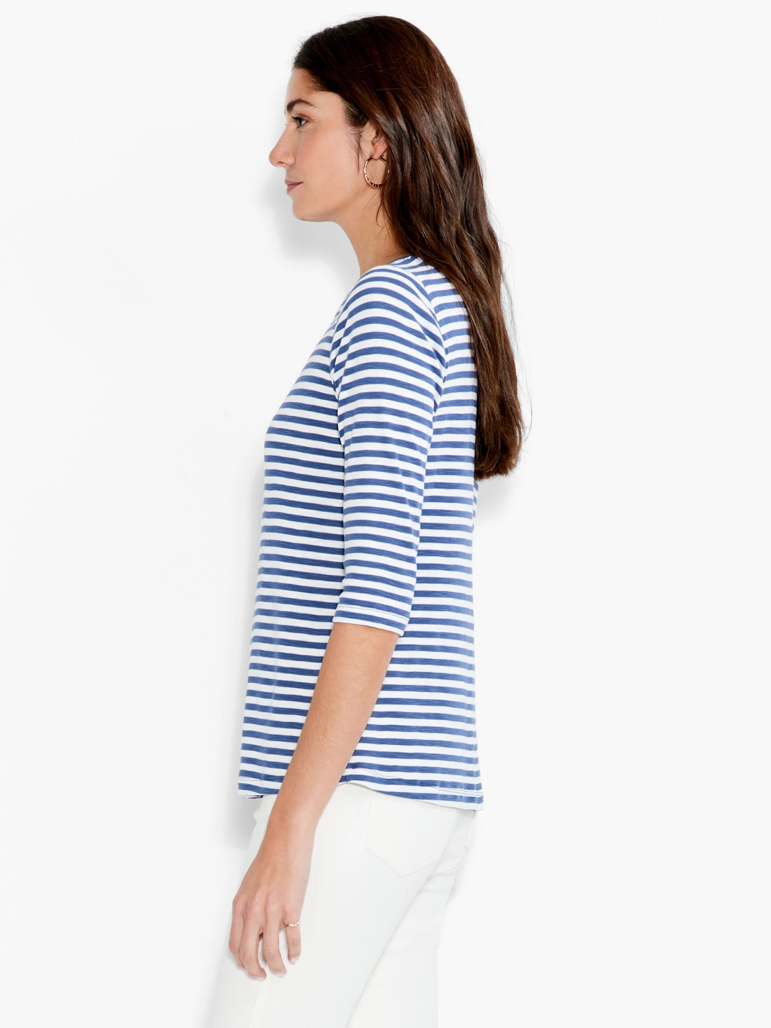 NZT 3/4 Sleeve Stripe Boat Tee 4 NZT 3/4 Sleeve Stripe Boat Tee - Image 2