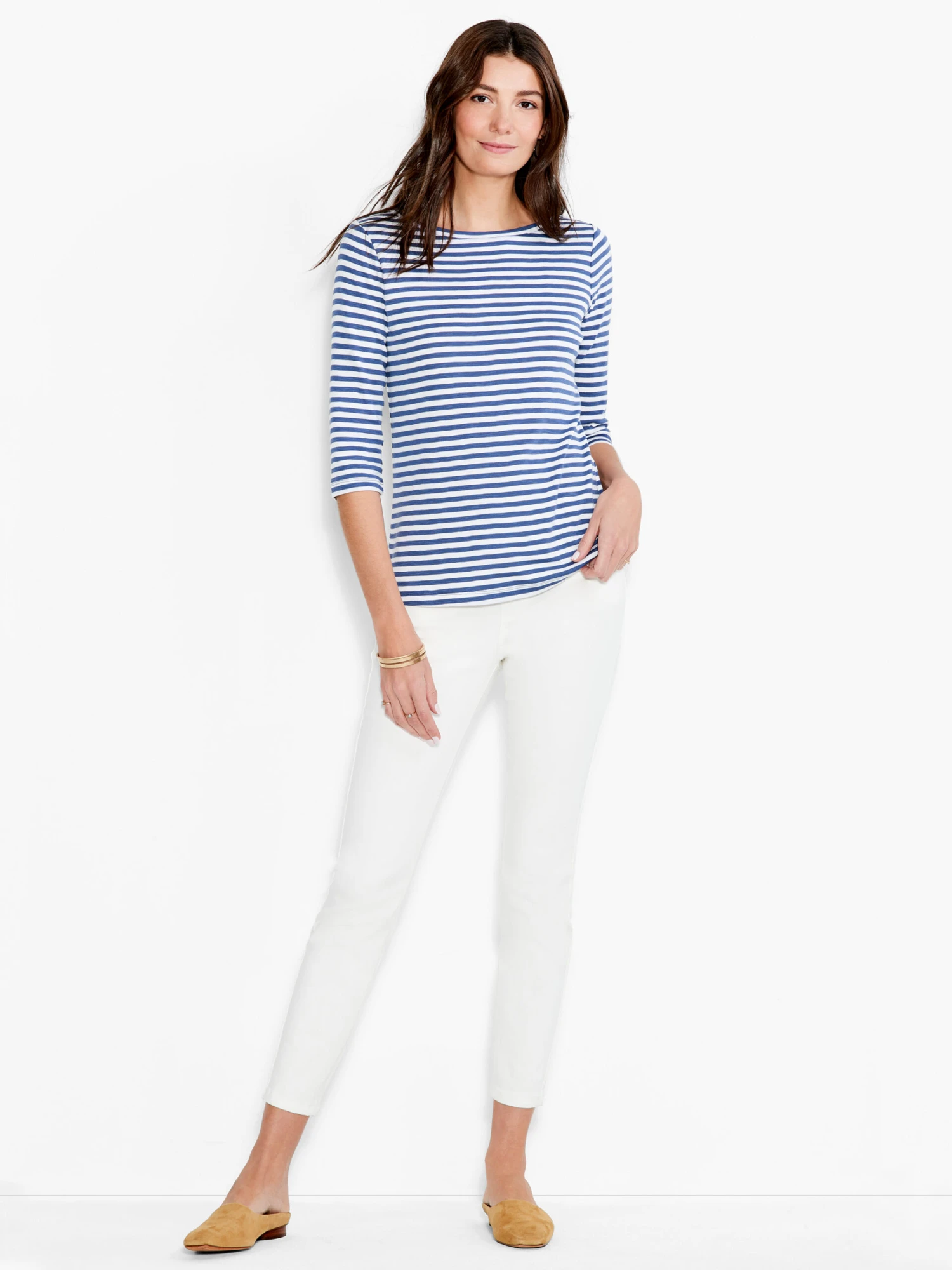 NZT 3/4 Sleeve Stripe Boat Tee 6 NZT 3/4 Sleeve Stripe Boat Tee - Image 4