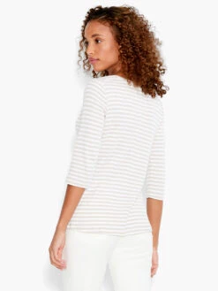 NZT 3/4 Sleeve Stripe Boat Tee NEUTRAL MULTI -Deals Clothing Shop NZTS231073NUMPRODUCT 03