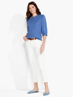 NZT Crew Neck 3/4 Pleated Sleeve Tee HARBOR BLUE -Deals Clothing Shop NZTS231088HBBPRODUCT 04