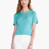Crew Neck Short Sleeve Sweater Tee AQUA -Deals Clothing Shop S231101AQUPRODUCT 01