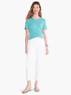 Crew Neck Short Sleeve Sweater Tee AQUA -Deals Clothing Shop S231101AQUPRODUCT 04