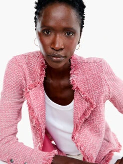 Fringe Mix Knit Jacket DUSTY CEDAR