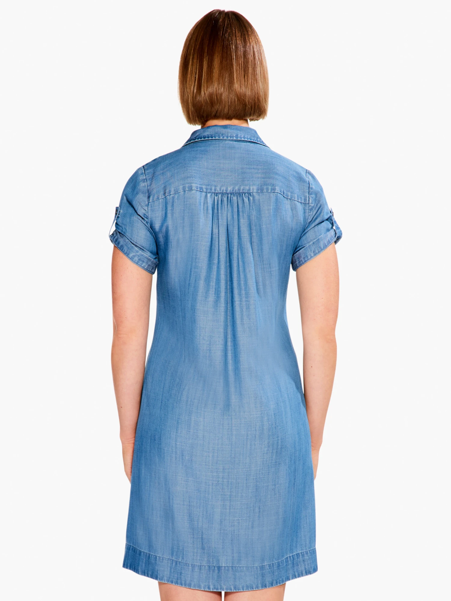 Drapey Denim Shirt Dress MID WASH 5 Drapey Denim Shirt Dress MID WASH - Image 3