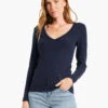 Perfect Knit Rib Long Sleeve V Neck DARK INDIGO 2 Perfect Knit Rib Long Sleeve V Neck DARK INDIGO -Deals Clothing Shop W231032DIDPRODUCT 01
