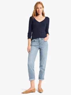 Perfect Knit Rib Long Sleeve V Neck DARK INDIGO -Deals Clothing Shop W231032DIDPRODUCT 04