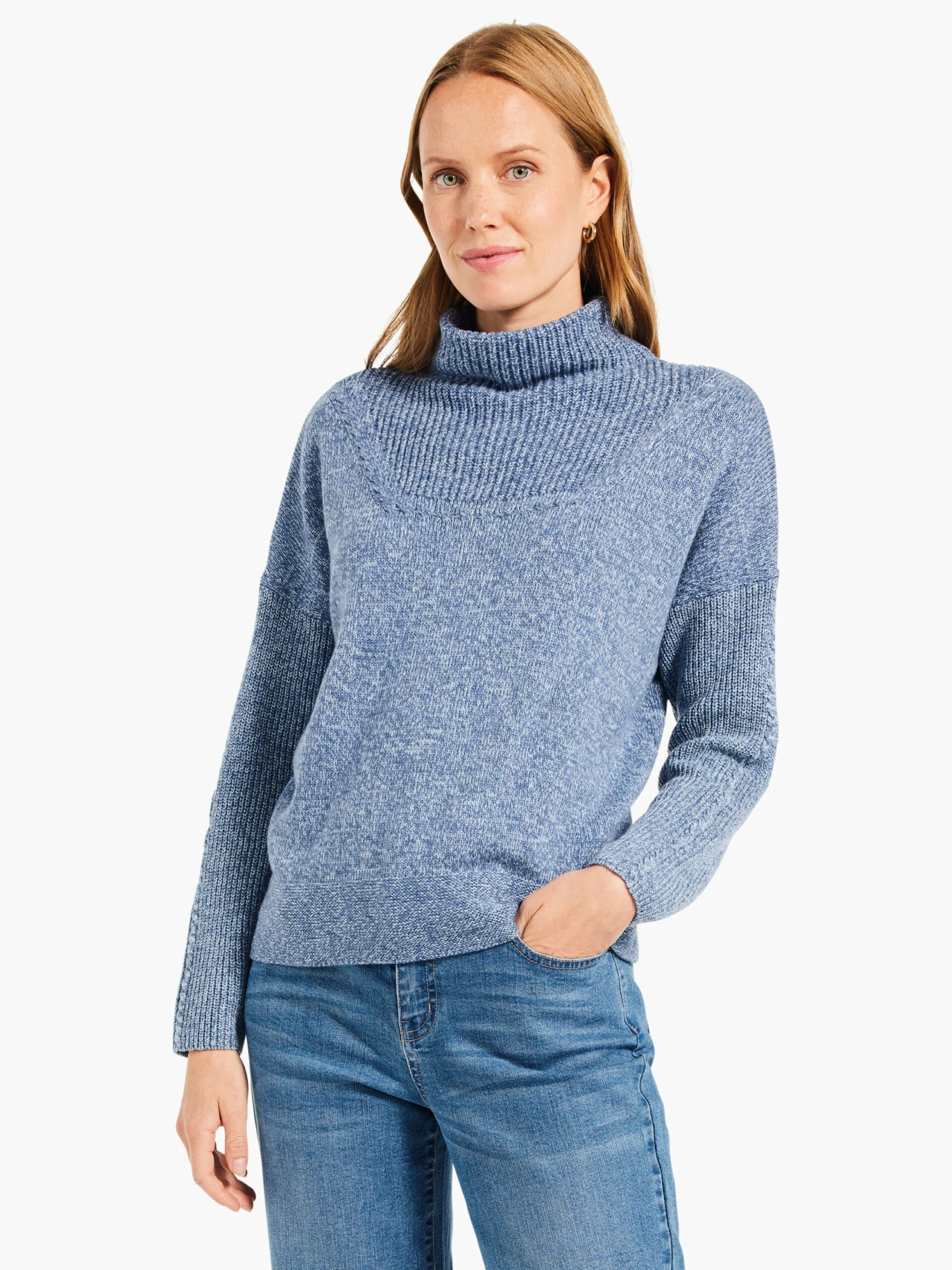 Mix Stitch Sweater BLUE MIX 3 Mix Stitch Sweater BLUE MIX
