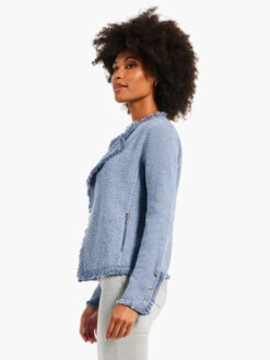 Fringe Mix Knit Jacket BLUE MIX -Deals Clothing Shop W231133BUXPRODUCT 02