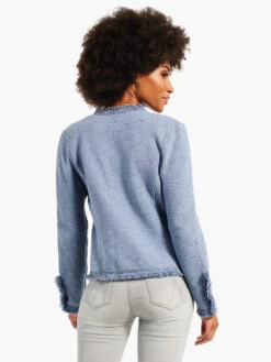 Fringe Mix Knit Jacket BLUE MIX -Deals Clothing Shop W231133BUXPRODUCT 03
