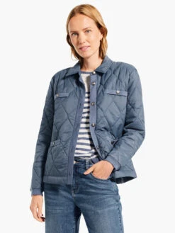 Knit Trim Puffer Jacket BLUE WAVES -Deals Clothing Shop W231171BLVPRODUCT 01