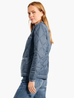 Knit Trim Puffer Jacket BLUE WAVES -Deals Clothing Shop W231171BLVPRODUCT 02