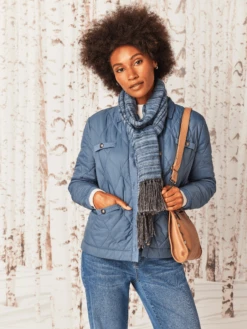 Knit Trim Puffer Jacket BLUE WAVES -Deals Clothing Shop W231171BWVPRODUCT 04A