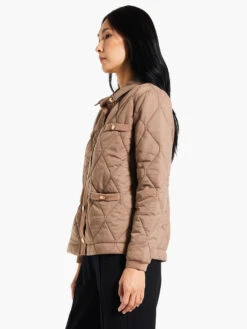 Knit Trim Puffer Jacket STUCCO -Deals Clothing Shop W231171SCCPRODUCT 02