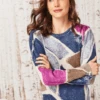 Printed Tiles Femme Sleeve Sweater BLUE MULTI -Deals Clothing Shop W231176BLMPRODUCT 01A