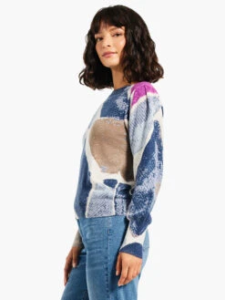 Printed Tiles Femme Sleeve Sweater BLUE MULTI -Deals Clothing Shop W231176BLTPRODUCT 02