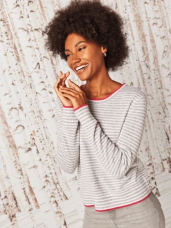 Easy Stripe Cashmere Sweater GREY MULTI