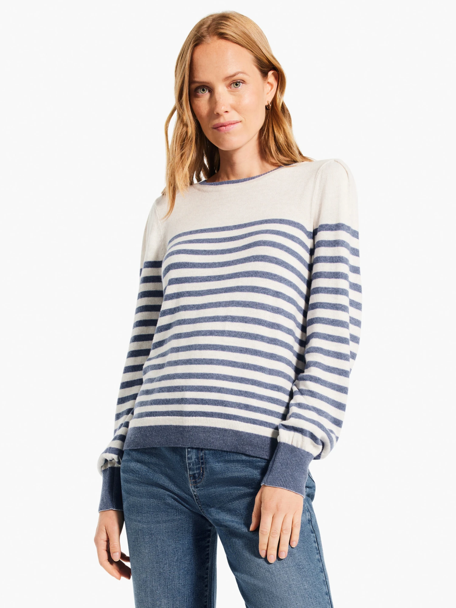 Striped Femme Sleeve Sweater BLUE MULTI 3 Striped Femme Sleeve Sweater BLUE MULTI