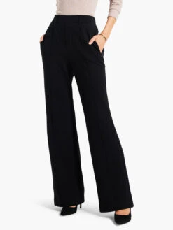 31" Knit Wide Leg Pleated Pant BLACK ONYX
